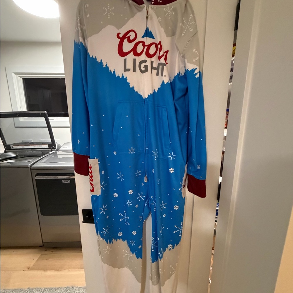 Coors Light Blue and White Men's onesie Colorado avalanche